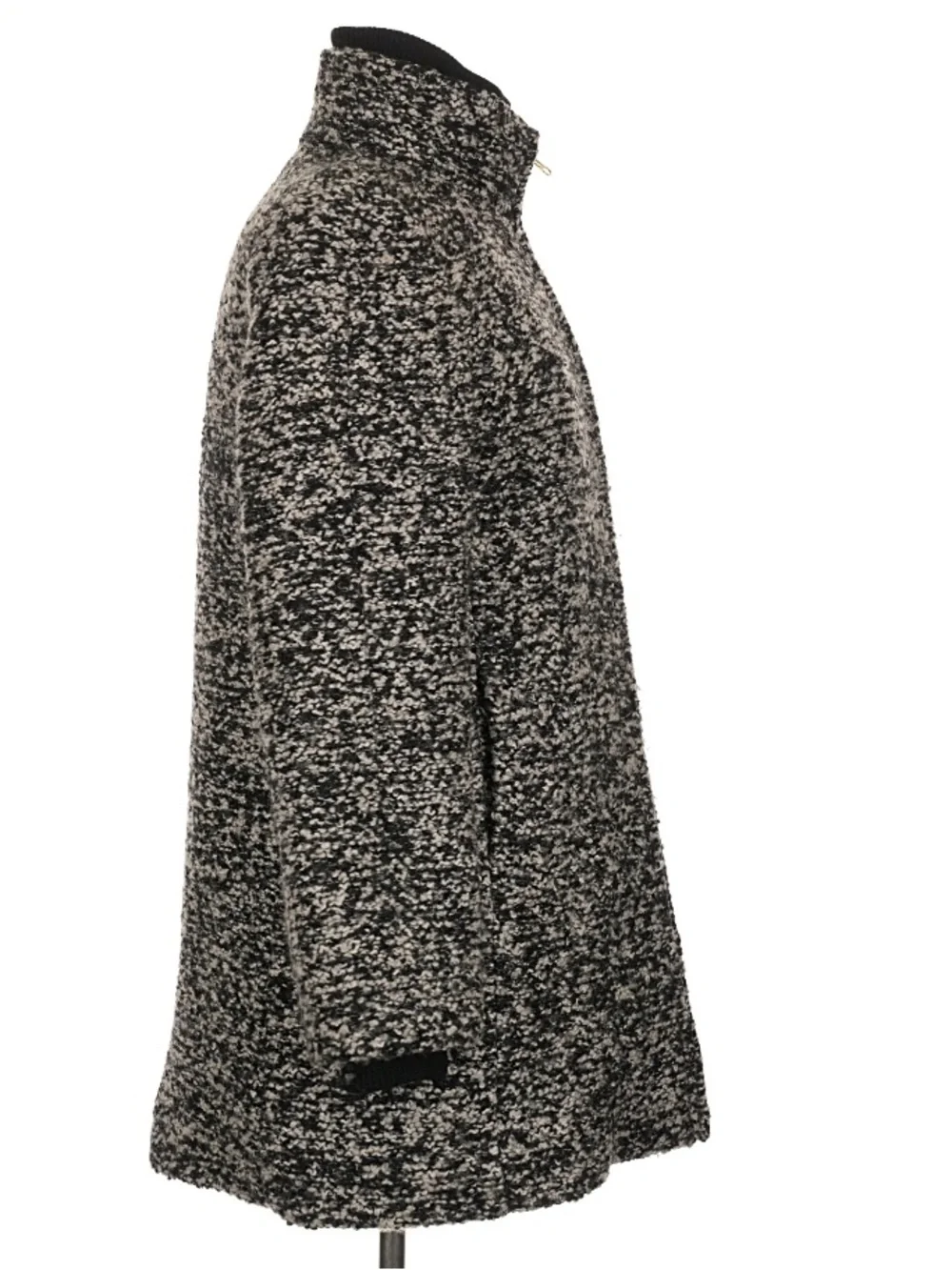 J.Crew Lodge Coat in Speckled Bouclé luxury Italian Wool Black White Size 10 - Picture 6 of 10